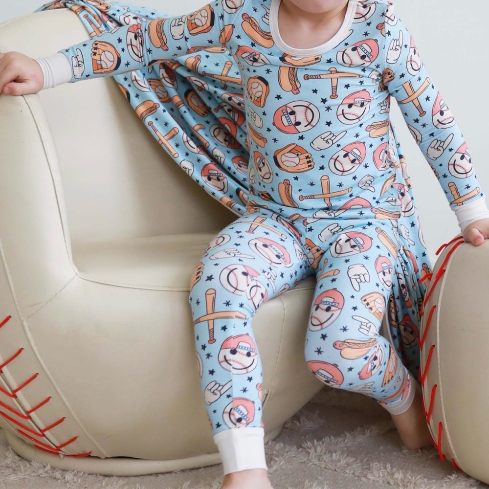 Caden Lane‎ Kids Pajama BASEBALL SMILEY